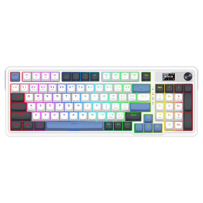 Redragon K719 Wireless Gasket Gaming Keyboard w/Hype Screen & Knob, 95 Keys Mechanical Keyboard, Easy-Control 1.14’’ TFT Info Display, 5-Layer Noise Dampener, Round PBT Keycaps, Mint Mambo Switch