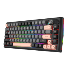 Redragon K720 Wireless CNC Gasket Gaming Keyboard w/Hype Screen & Knob, 81 Keys Mechanical Keyboard, Smart 1.14’’ TFT Info Display, 5-Layer Noise Dampening, Custom Linear Switch, Dawn Sakura Color