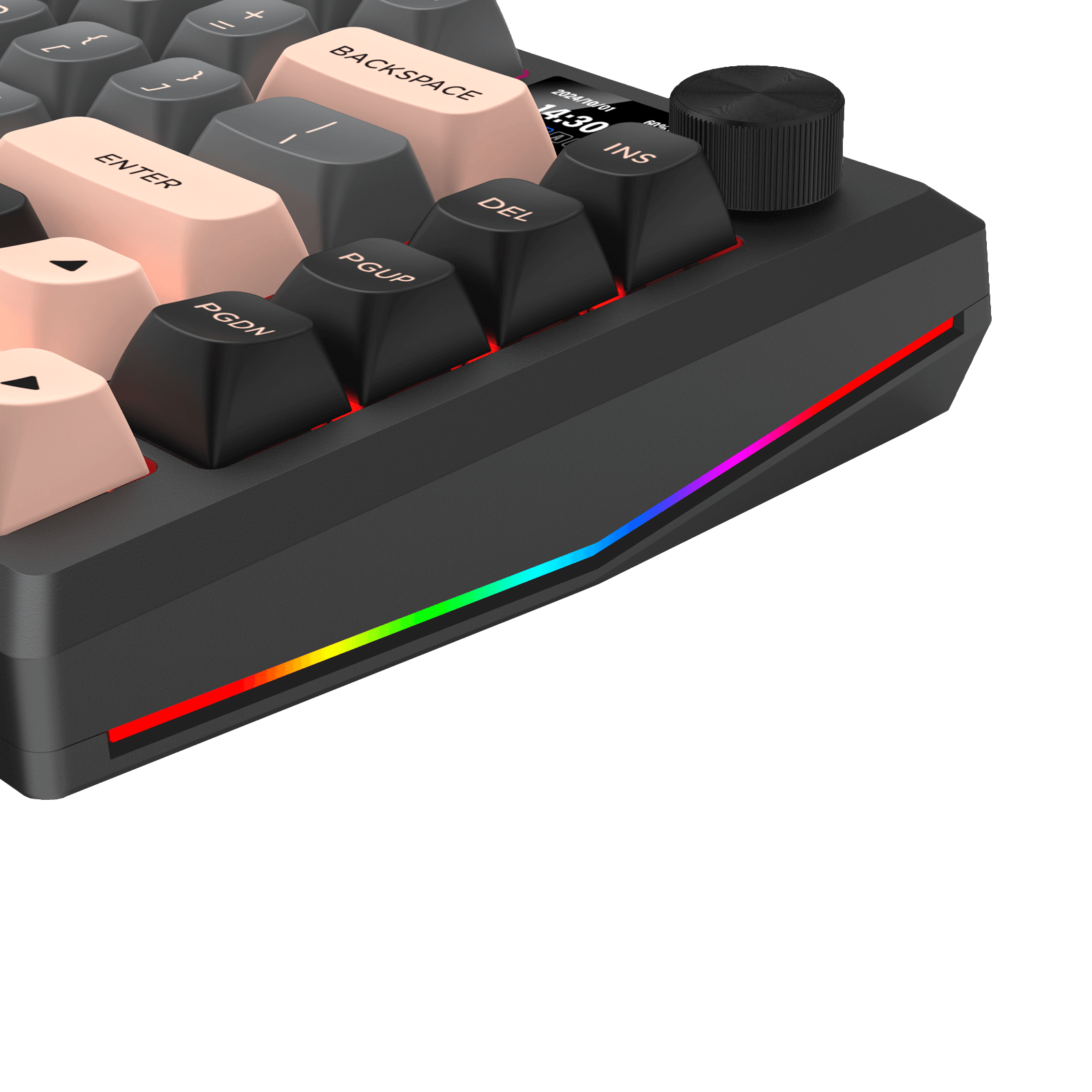 Redragon K720 Wireless CNC Gasket Gaming Keyboard w/Hype Screen & Knob, 81 Keys Mechanical Keyboard, Smart 1.14’’ TFT Info Display, 5-Layer Noise Dampening, Custom Linear Switch, Dawn Sakura Color