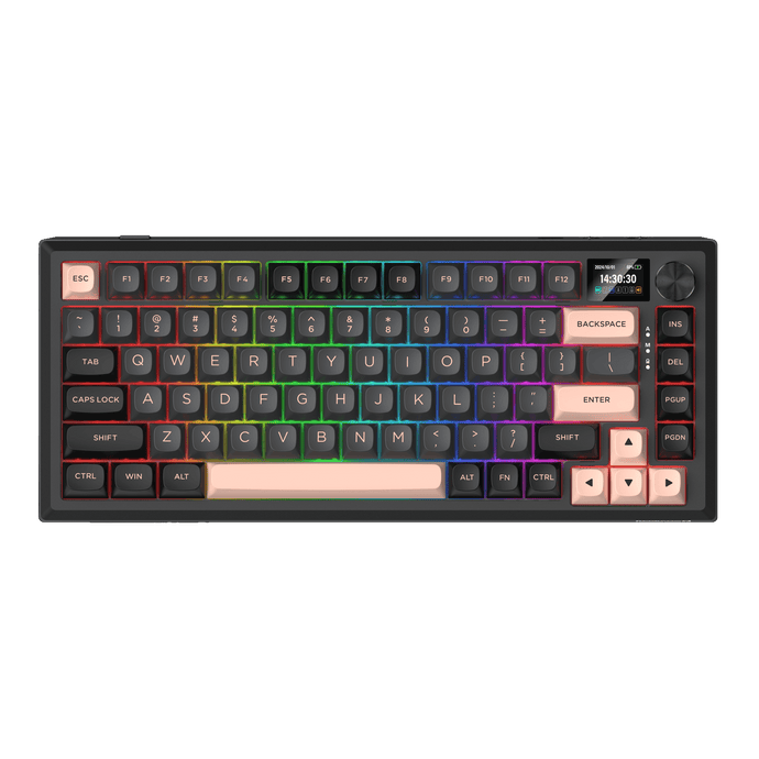 Redragon K720 Wireless CNC Gasket Gaming Keyboard w/Hype Screen & Knob, 81 Keys Mechanical Keyboard, Smart 1.14’’ TFT Info Display, 5-Layer Noise Dampening, Custom Linear Switch, Dawn Sakura Color