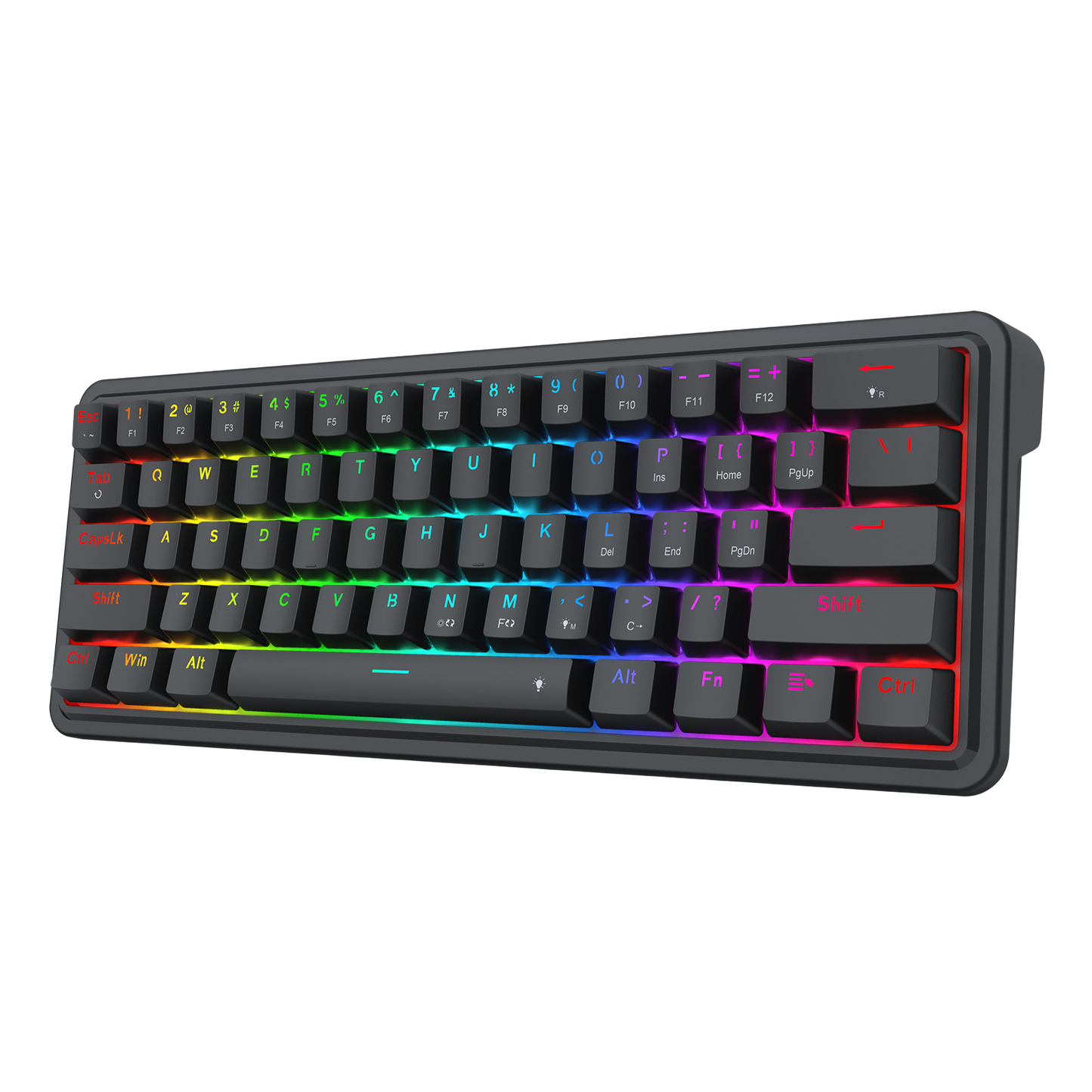 Redragon K722 60% Wired Gasket RGB Gaming Keyboard, 61 Keys Hot-Swap Compact Mechanical Keyboard w/Free-Mod Socket, 3-Layer Noise Dampening, Quiet Custom Linear Switch