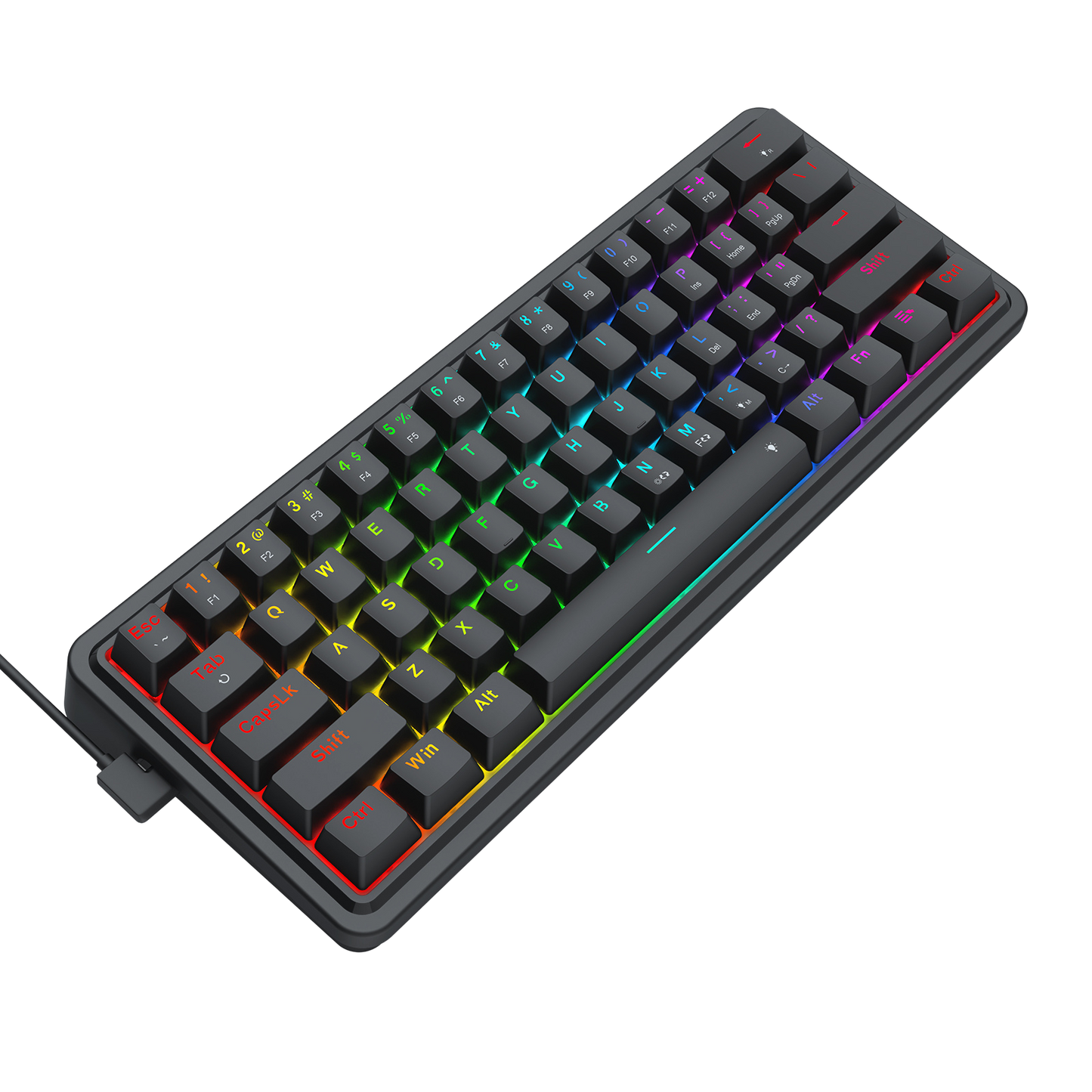 Redragon K722 60% Wired Gasket RGB Gaming Keyboard, 61 Keys Hot-Swap Compact Mechanical Keyboard w/Free-Mod Socket, 3-Layer Noise Dampening, Quiet Custom Linear Switch