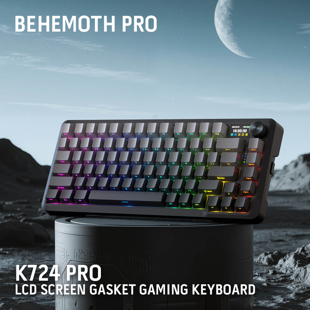 Redragon K724-PRO BEHEMOTH Grey/Black/Green 75% Gasket Tri-Mode Mechanical Keyboard