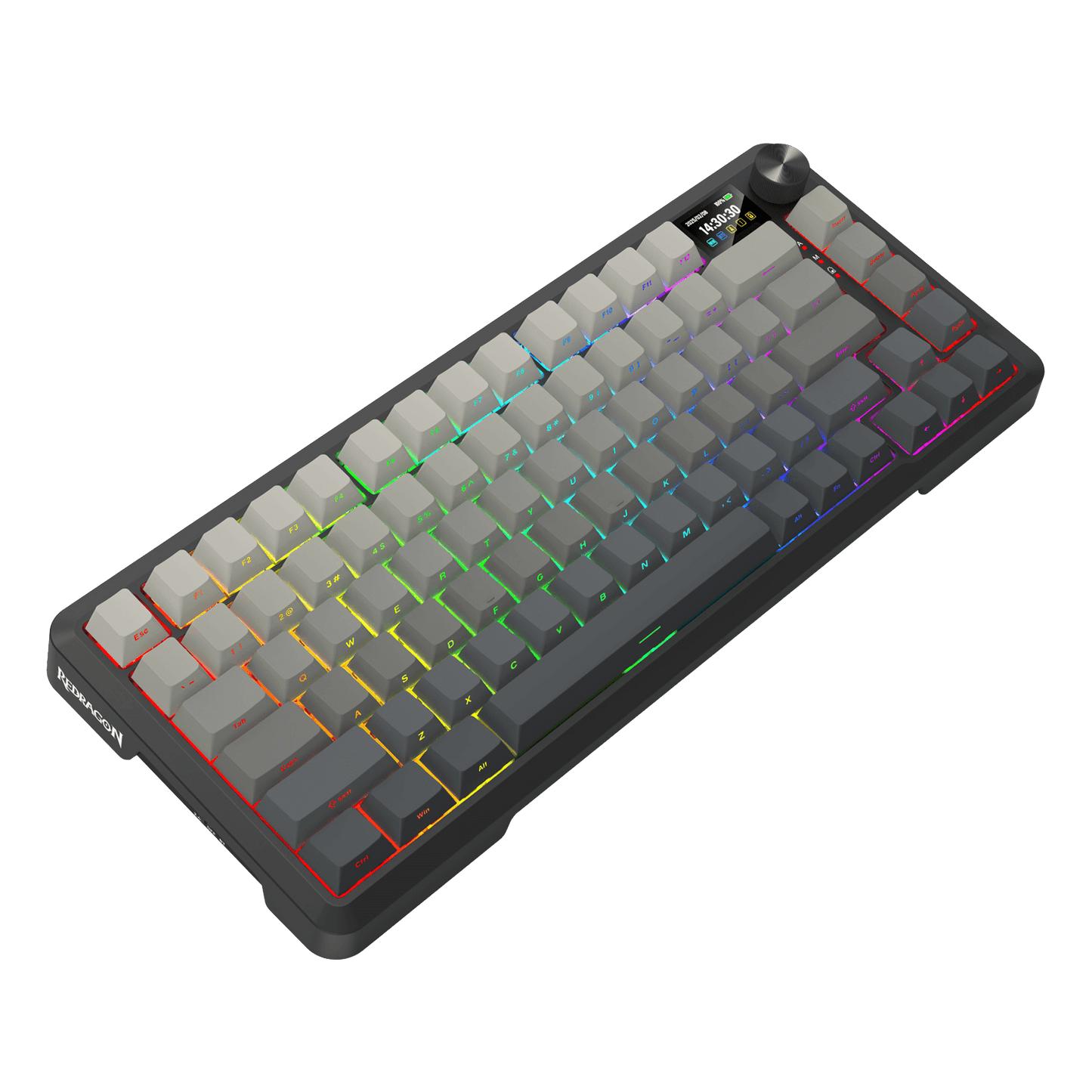 Redragon K724 PRO Wireless Gasket Gaming Keyboard w/Hype 1.14’’ TFT Screen & Knob, 81-Key 75% Mechanical Keyboard, 5-Layer Noise Dampening, Hot-Swap South-Facing RGB Socket, Gradient PBT Keycaps