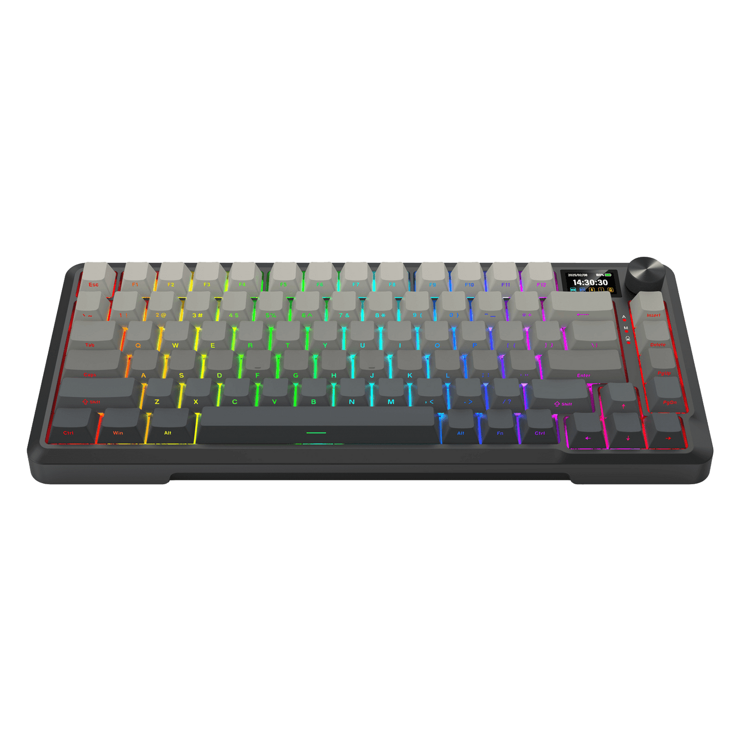 Redragon K724 PRO Wireless Gasket Gaming Keyboard w/Hype 1.14’’ TFT Screen & Knob, 81-Key 75% Mechanical Keyboard, 5-Layer Noise Dampening, Hot-Swap South-Facing RGB Socket, Gradient PBT Keycaps