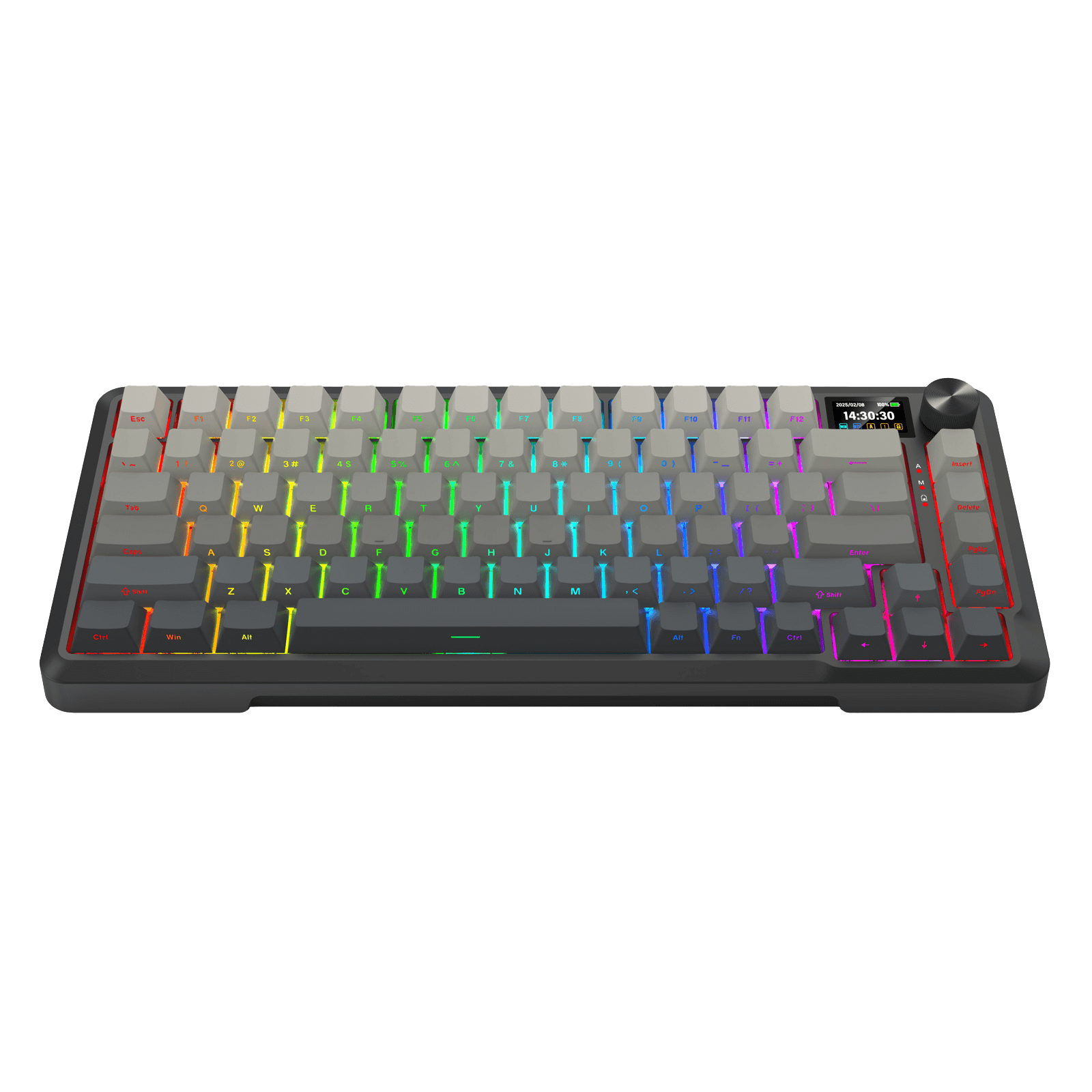 Redragon K724 PRO Wireless Gasket Gaming Keyboard w/Hype 1.14’’ TFT Screen & Knob, 81-Key 75% Mechanical Keyboard, 5-Layer Noise Dampening, Hot-Swap South-Facing RGB Socket, Gradient PBT Keycaps