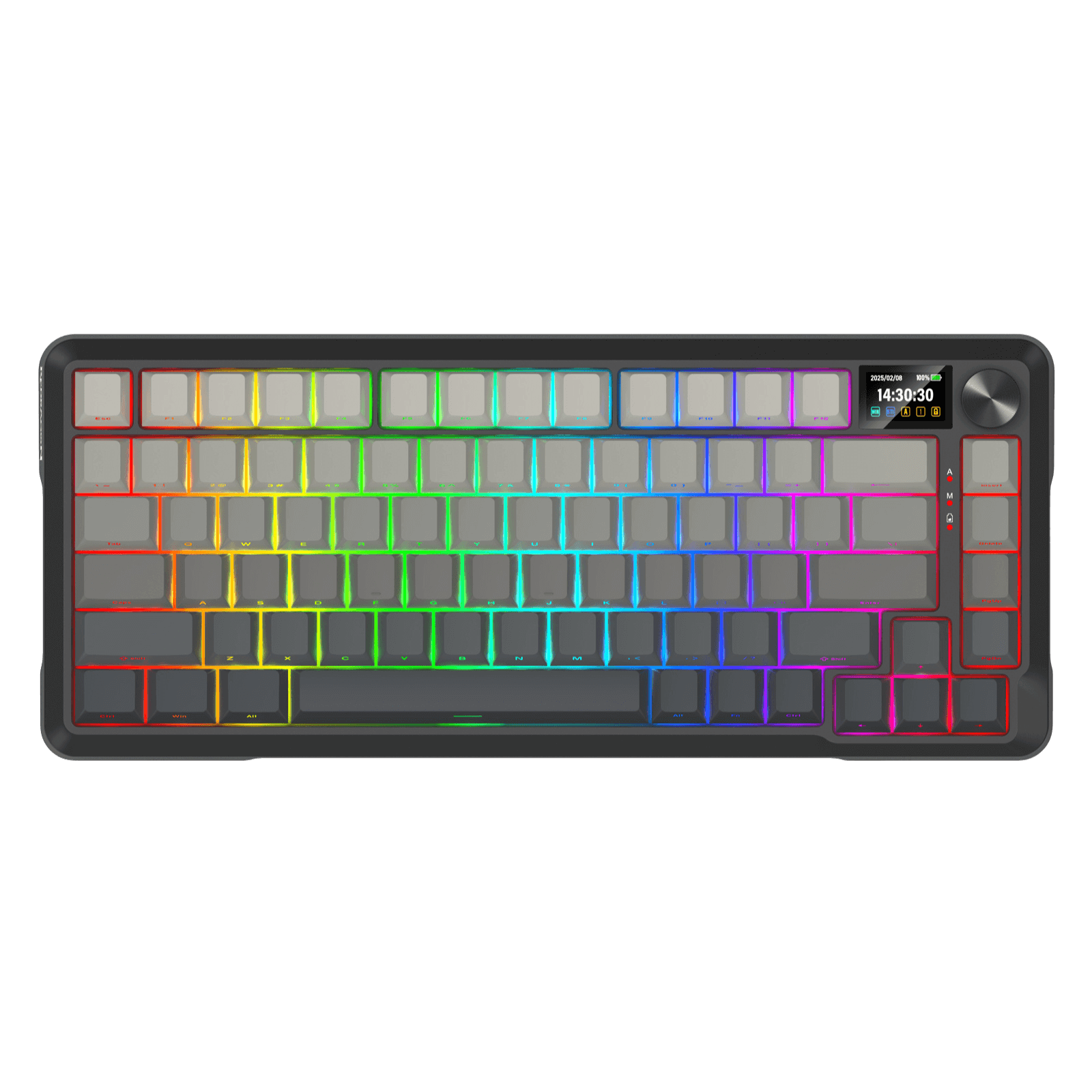 Redragon K724 PRO Wireless Gasket Gaming Keyboard w/Hype 1.14’’ TFT Screen & Knob, 81-Key 75% Mechanical Keyboard, 5-Layer Noise Dampening, Hot-Swap South-Facing RGB Socket, Gradient PBT Keycaps