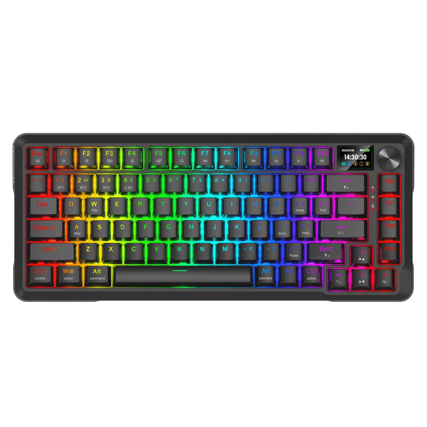 Redragon K724 PRO Wireless Gasket Gaming Keyboard w/Hype 1.14’’ TFT Screen & Knob, 81-Key 75% Mechanical Keyboard, 5-Layer Noise Dampening