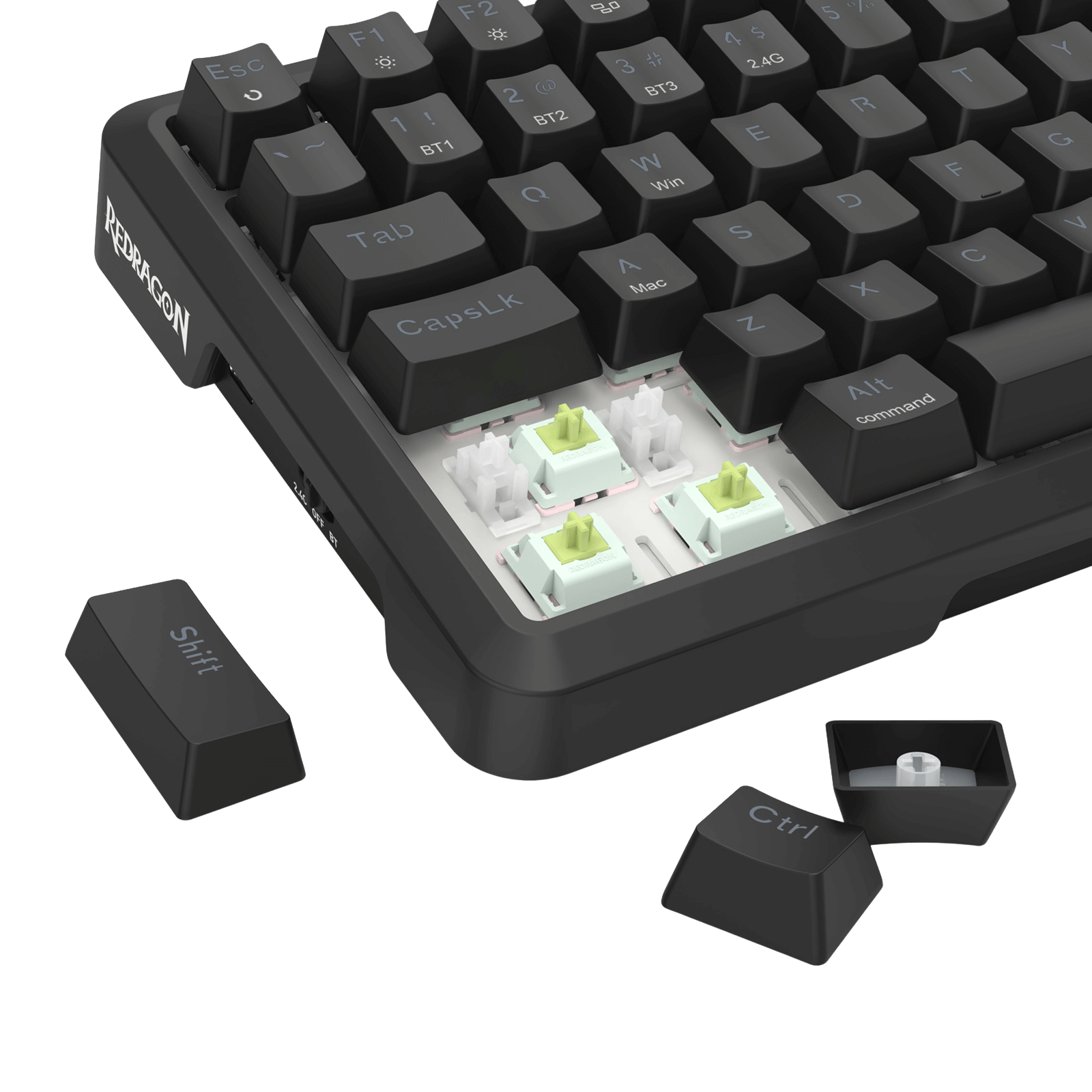 Redragon K724 PRO Wireless Gasket Gaming Keyboard w/Hype Screen & Knob, 81-Key Mechanical Keyboard, Easy-Control 1.14’’ TFT Info Display, 5-Layer Noise Dampening, Custom Linear Switch