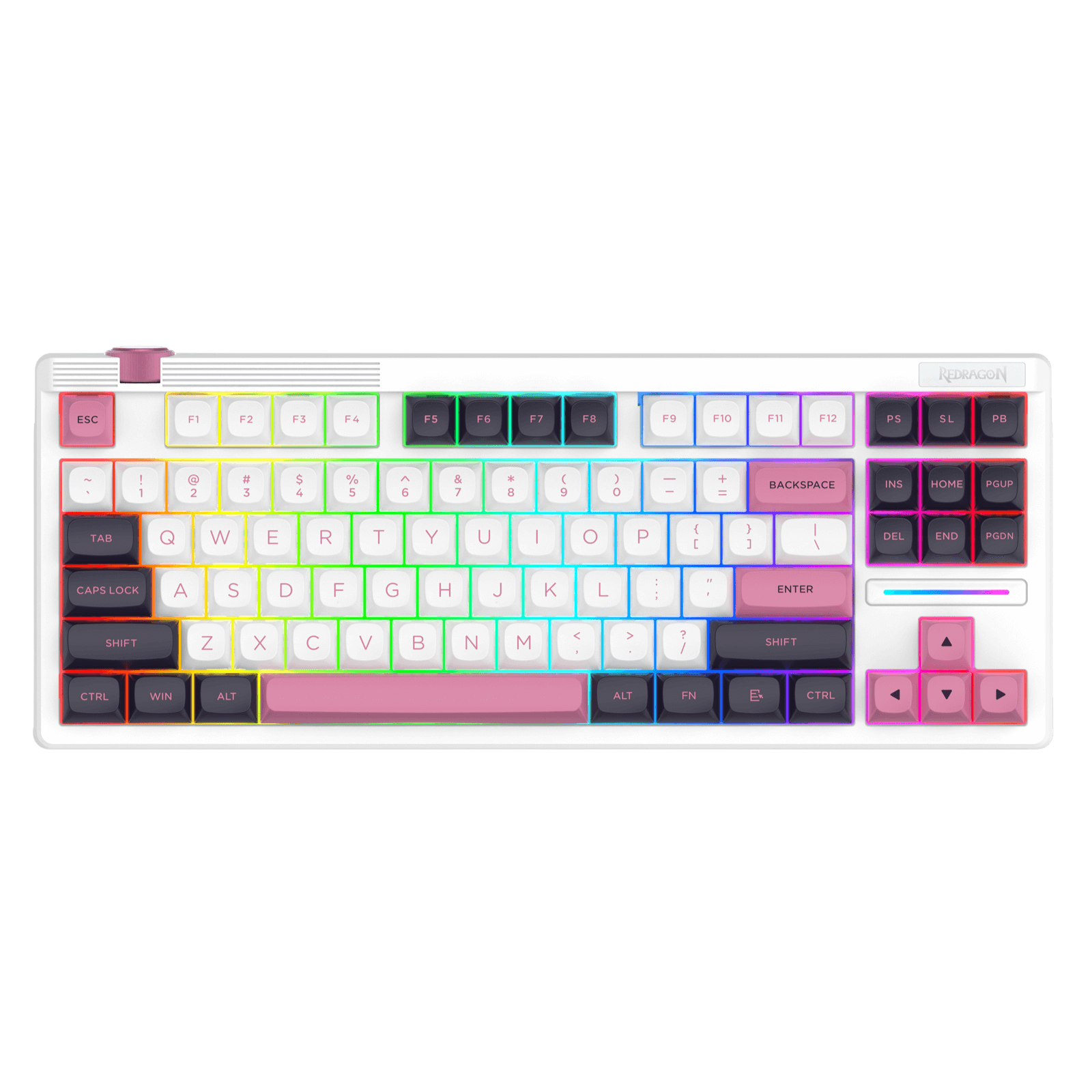 Redragon K729 80% Wired Gasket RGB Gaming Keyboard, 87 Keys TKL Mechanical Keyboard w/Dedicated Knob Control, Hot-Swap Socket, Mixed Color Keycaps & 5-Layer Noise Dampening, Custom Linear Switch