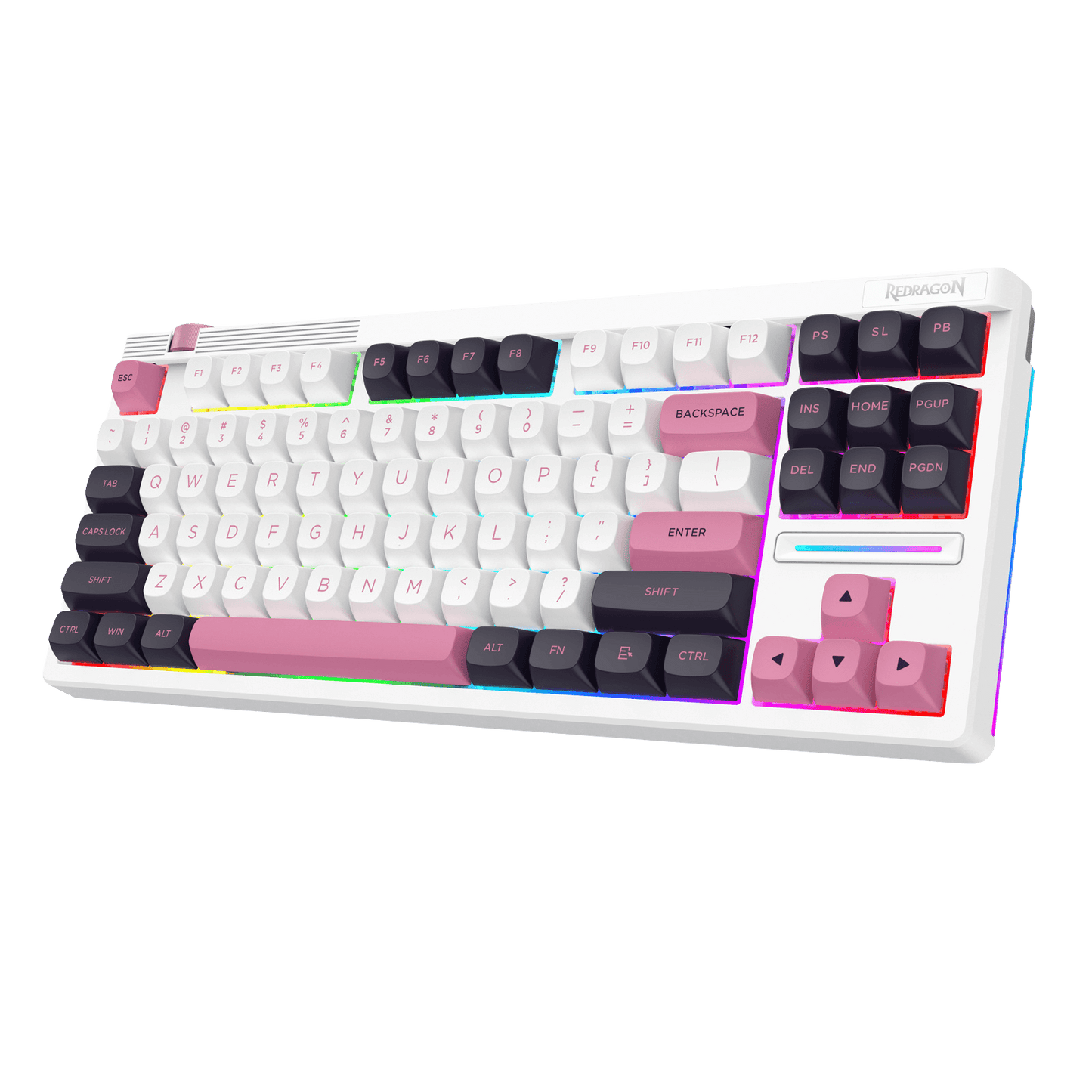 Redragon K729 80% Wired Gasket RGB Gaming Keyboard, 87 Keys TKL Mechanical Keyboard w/Dedicated Knob Control, Hot-Swap Socket, Mixed Color Keycaps & 5-Layer Noise Dampening, Custom Linear Switch