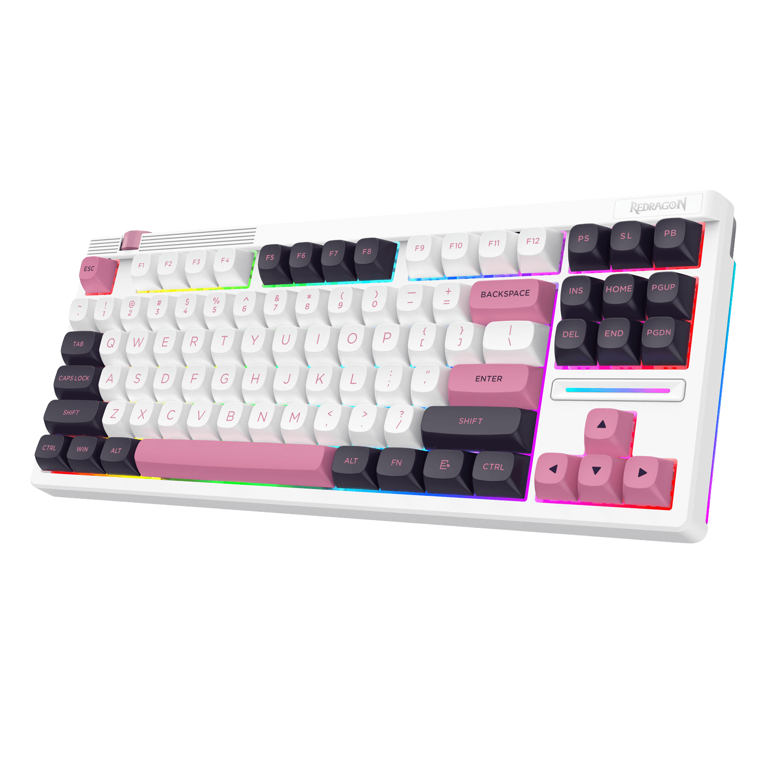 Redragon K729 80% Wired Gasket RGB Gaming Keyboard, 87 Keys TKL Mechanical Keyboard w/Dedicated Knob Control, Hot-Swap Socket, Mixed Color Keycaps & 5-Layer Noise Dampening, Custom Linear Switch