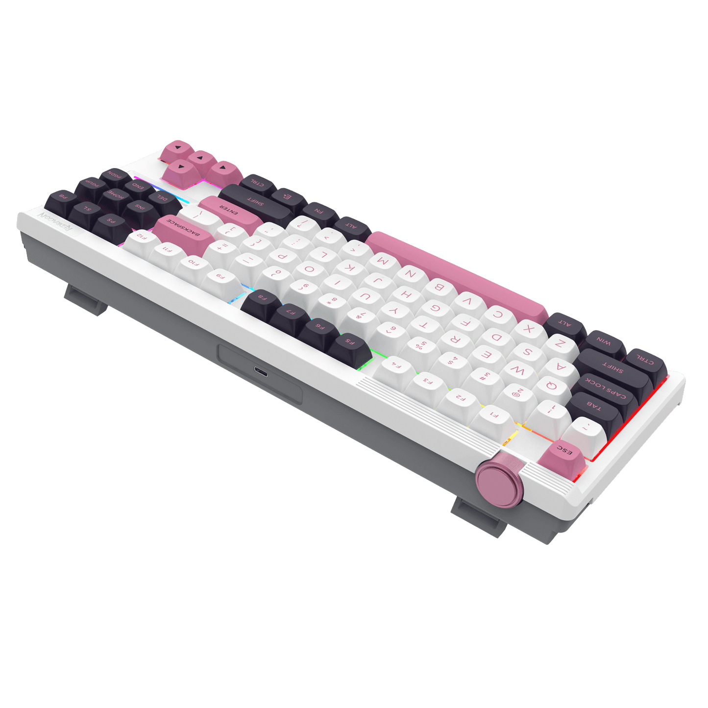 Redragon K729 80% Wired Gasket RGB Gaming Keyboard, 87 Keys TKL Mechanical Keyboard w/Dedicated Knob Control, Hot-Swap Socket, Mixed Color Keycaps & 5-Layer Noise Dampening, Custom Linear Switch