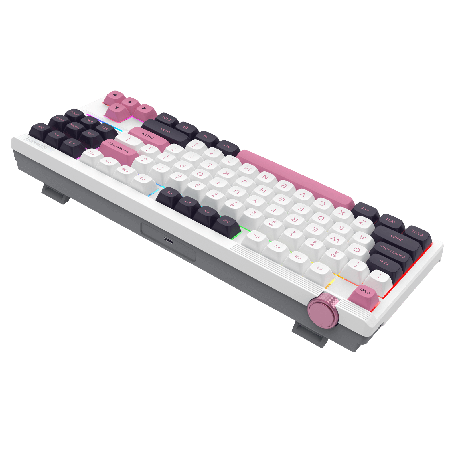 Redragon K729 80% Wired Gasket RGB Gaming Keyboard, 87 Keys TKL Mechanical Keyboard w/Dedicated Knob Control, Hot-Swap Socket, Mixed Color Keycaps & 5-Layer Noise Dampening, Custom Linear Switch