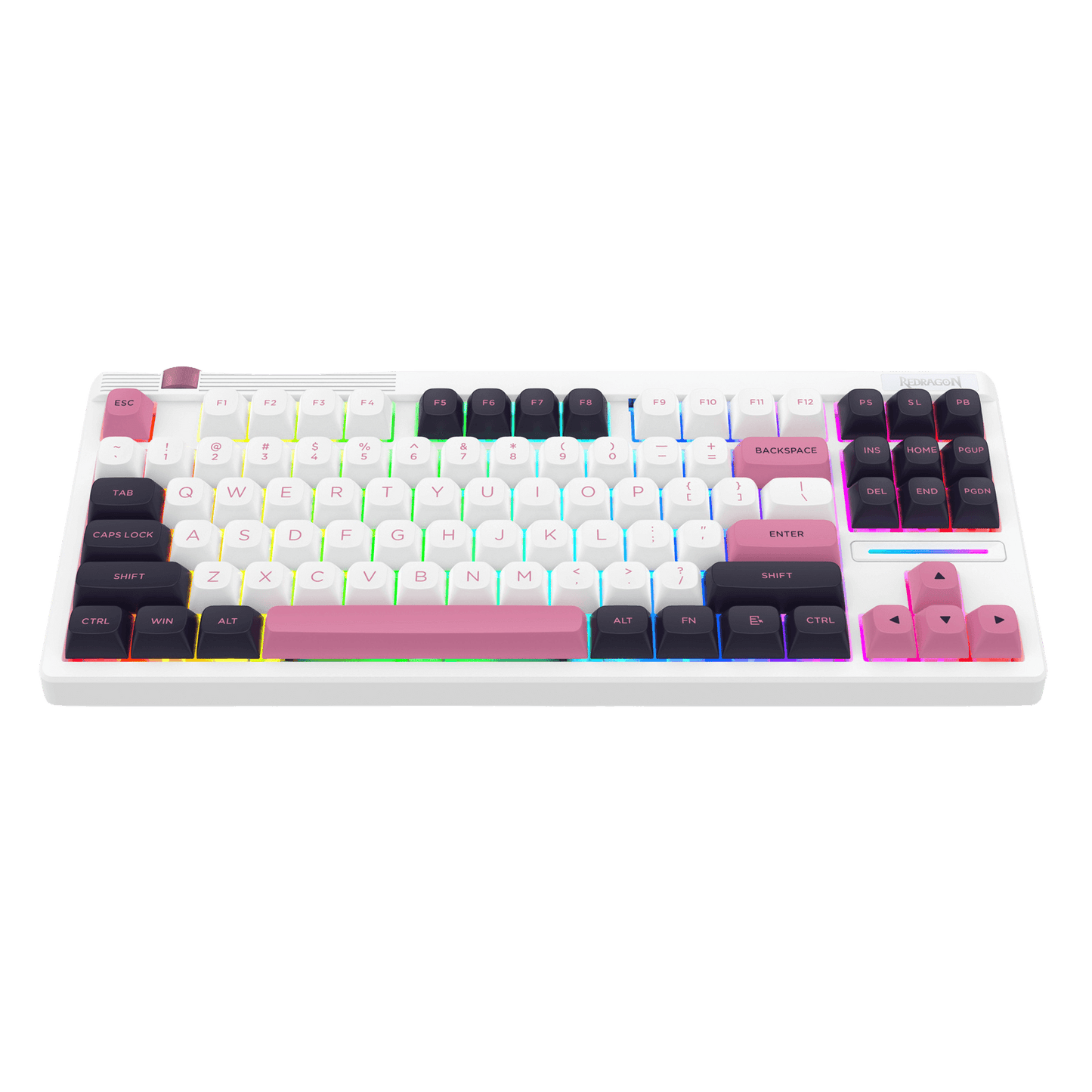 Redragon K729 80% Wired Gasket RGB Gaming Keyboard, 87 Keys TKL Mechanical Keyboard w/Dedicated Knob Control, Hot-Swap Socket, Mixed Color Keycaps & 5-Layer Noise Dampening, Custom Linear Switch