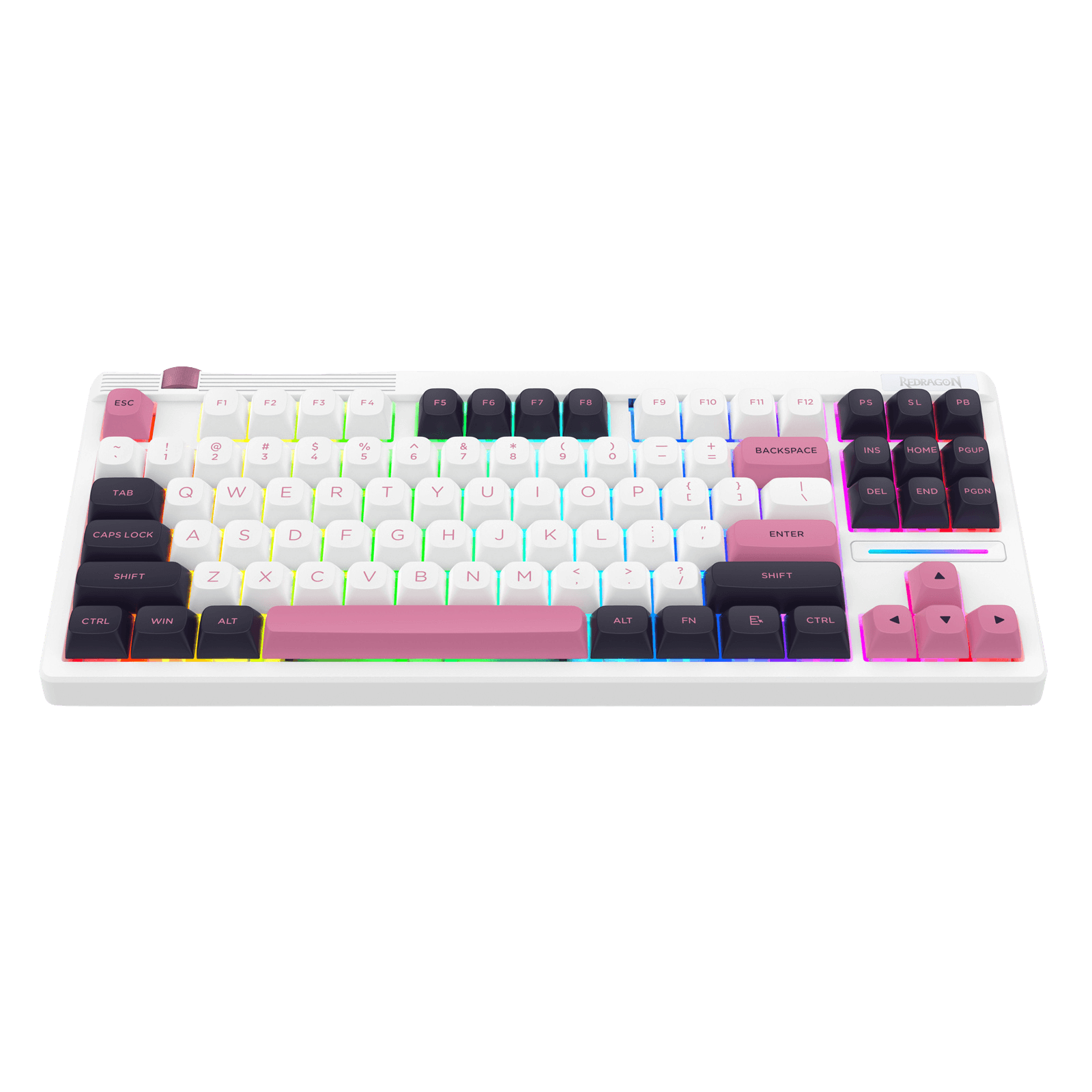 Redragon K729 80% Wired Gasket RGB Gaming Keyboard, 87 Keys TKL Mechanical Keyboard w/Dedicated Knob Control, Hot-Swap Socket, Mixed Color Keycaps & 5-Layer Noise Dampening, Custom Linear Switch