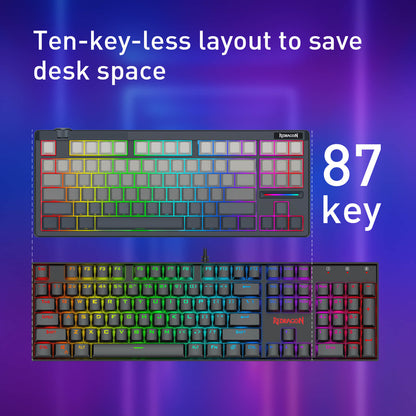 Redragon K729 PRO 80% Keyboard with ten-key-less layout on a purple gradient background