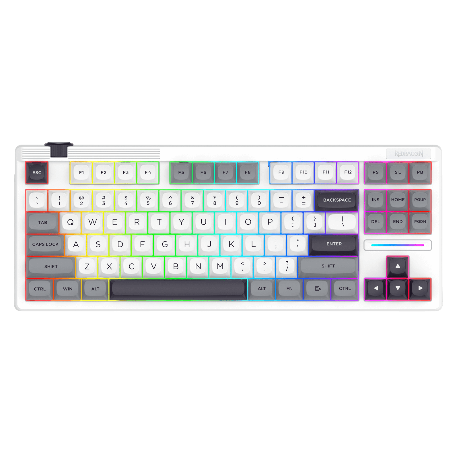 Redragon K729 PRO 80% Wireless Gasket RGB Gaming Keyboard, 3-Mode TKL Mechanical Keyboard w/Knob Control, Mix-Color PBT Keycaps, Hot-Swap South-Facing Socket & 5-Layer Dampener, Custom Silent Switch