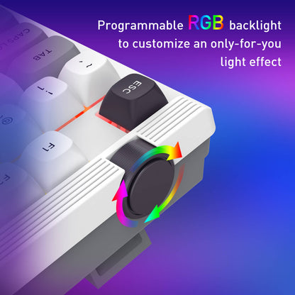 Redragon K729 PRO Keyboard with RGB backlight customization feature on a gradient background