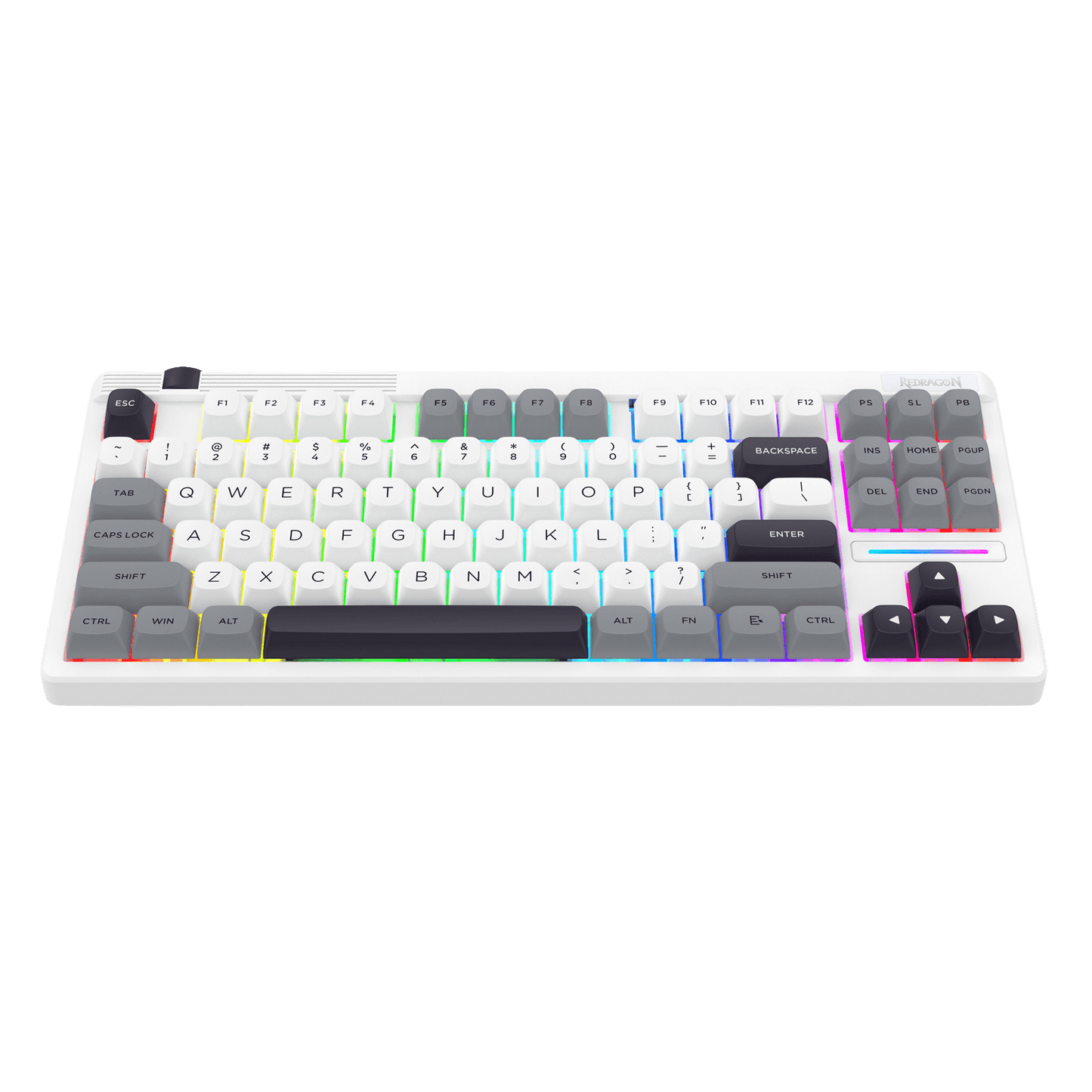 Redragon K729 PRO 80% Wireless Gasket RGB Gaming Keyboard, 3-Mode TKL Mechanical Keyboard w/Knob Control, Mix-Color PBT Keycaps, Hot-Swap South-Facing Socket & 5-Layer Dampener, Custom Silent Switch