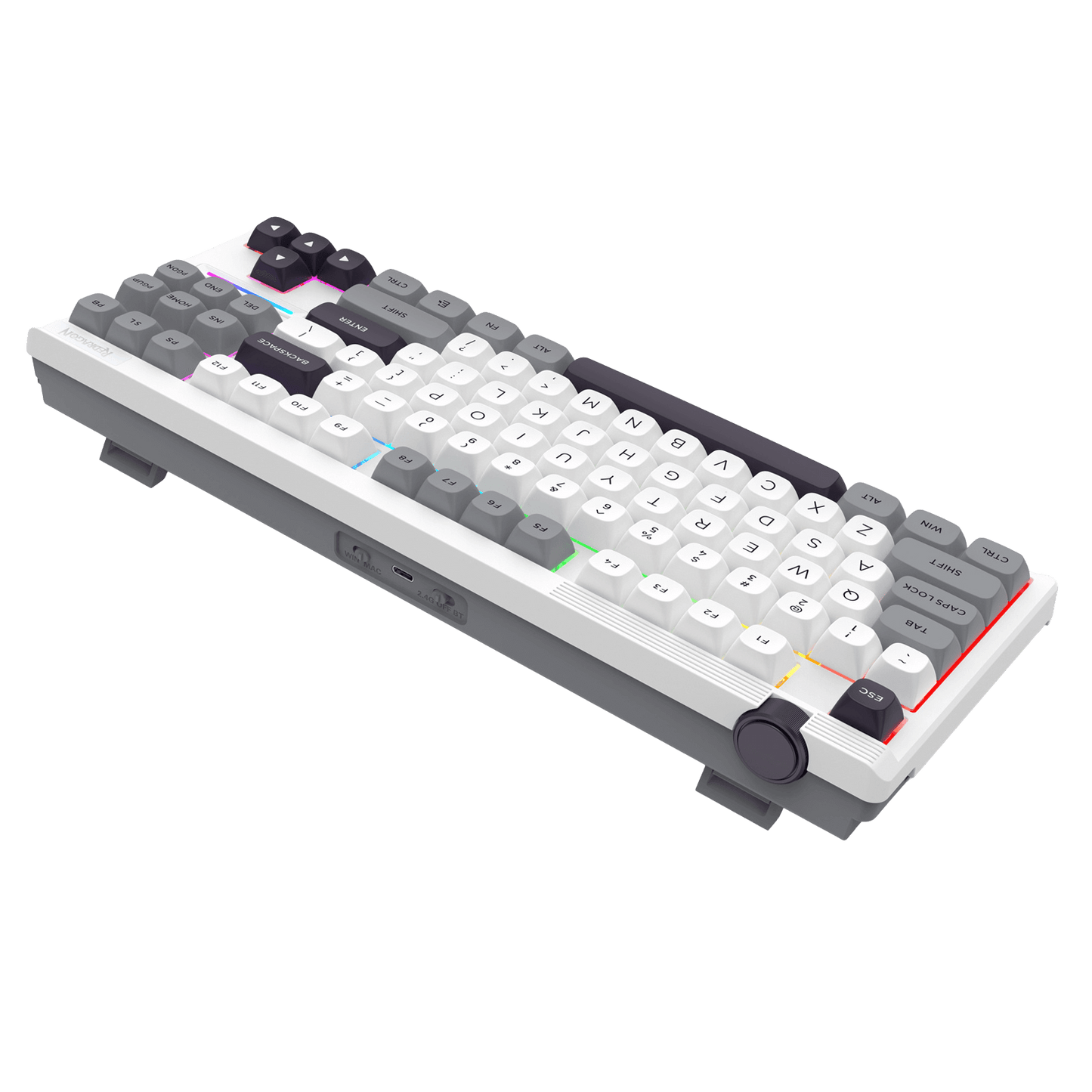 Redragon K729 PRO 80% Wireless Gasket RGB Gaming Keyboard, 3-Mode TKL Mechanical Keyboard w/Knob Control, Mix-Color PBT Keycaps, Hot-Swap South-Facing Socket & 5-Layer Dampener, Custom Silent Switch