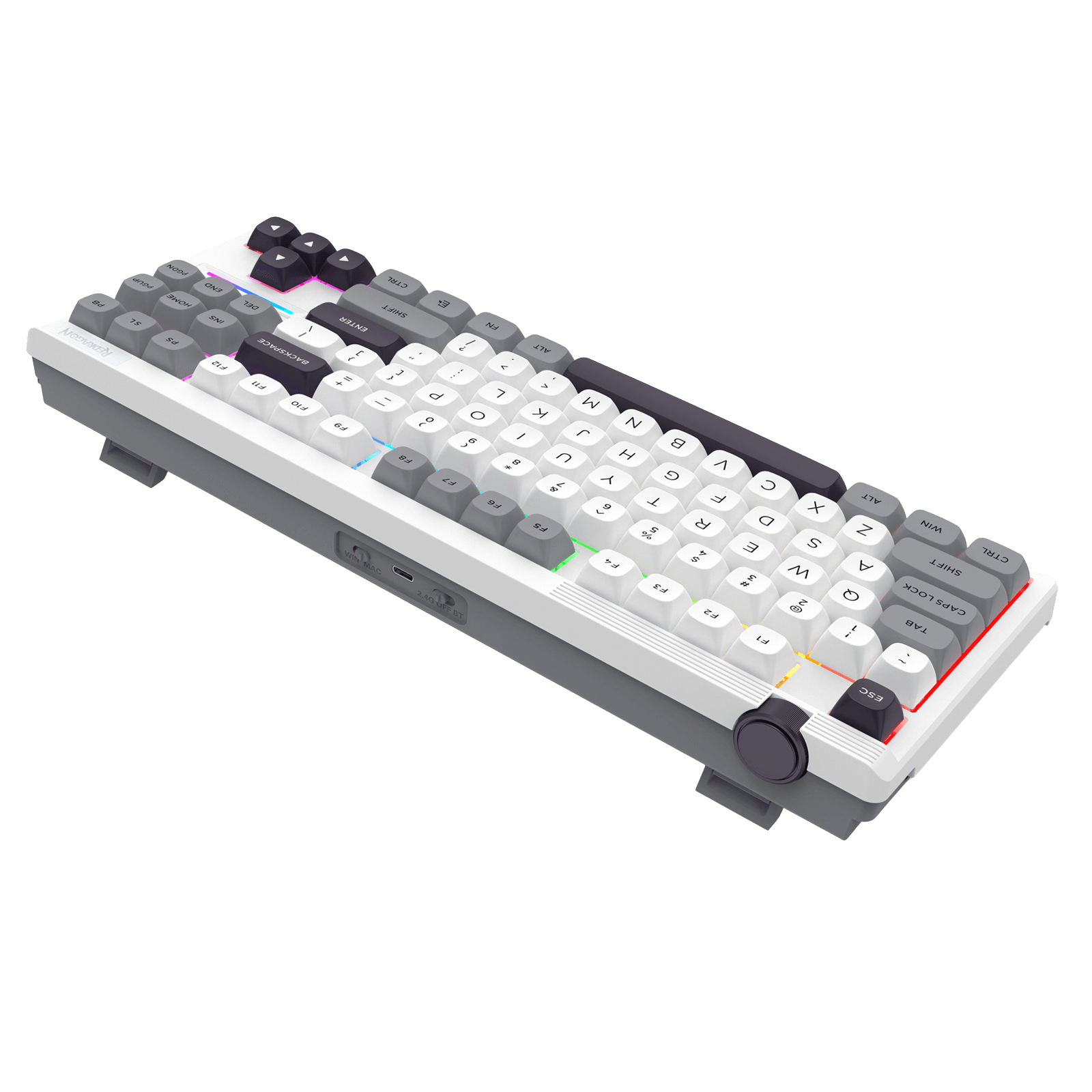 Redragon K729 PRO 80% Wireless Gasket RGB Gaming Keyboard, 3-Mode TKL Mechanical Keyboard w/Knob Control, Mix-Color PBT Keycaps, Hot-Swap South-Facing Socket & 5-Layer Dampener, Custom Silent Switch