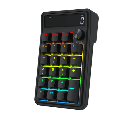 Redragon K733 PRO Wireless Gasket RGB Number Pad, 22 Keys Mechanical Numpad w/PC & Calculate Modes, 10 Digits Calculator Display, Knob Control, 5-Layer Noise Dampening, Creamy Custom Linear Switch