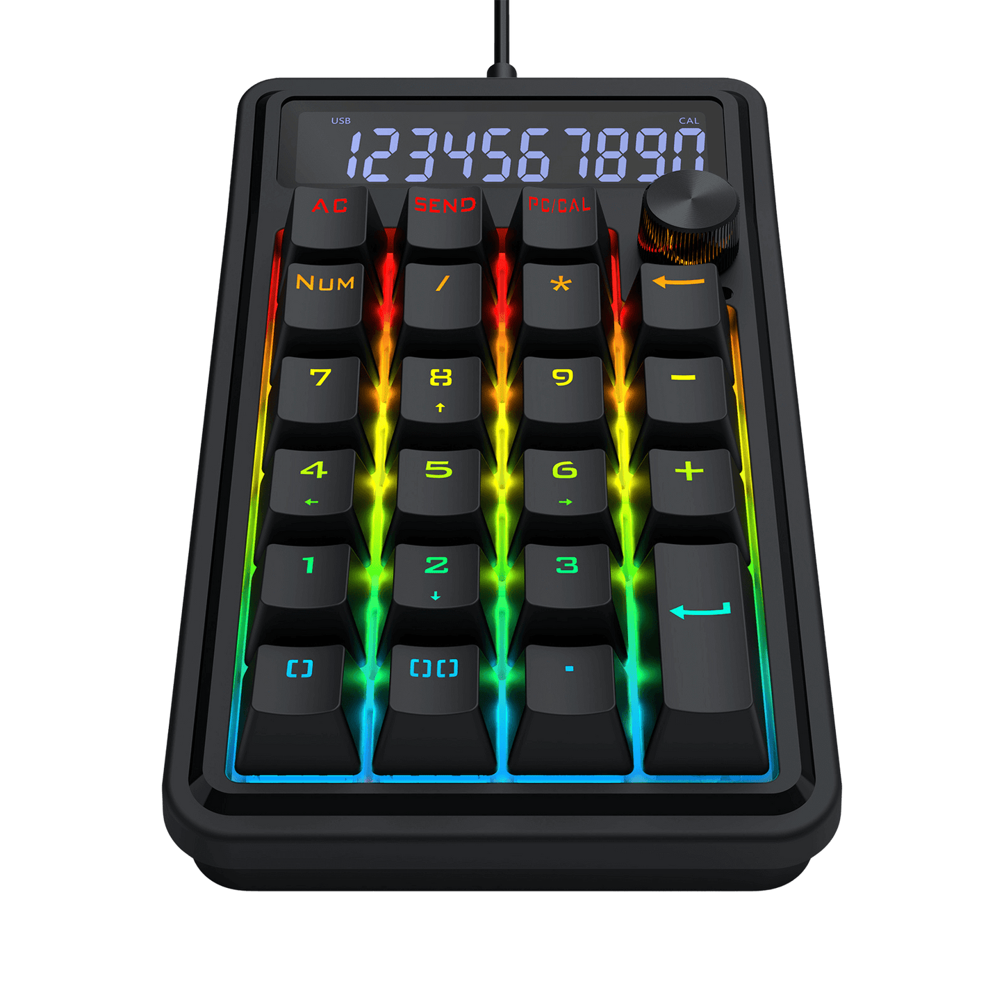 Redragon Numeric keypad with colorful backlighting on a black background