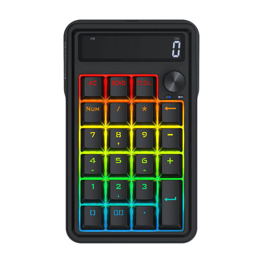 Redragon K733 PRO Wireless Gasket RGB Number Pad, 22 Keys Mechanical Numpad w/PC & Calculate Modes, 10 Digits Calculator Display, Knob Control, 5-Layer Noise Dampening, Creamy Custom Linear Switch