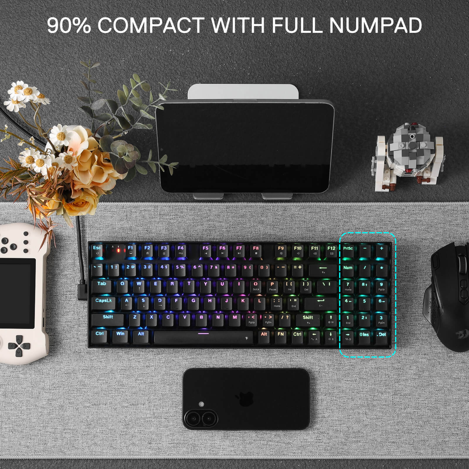 Redragon K735 Rapid Trigger Wired Gaming Keyboard, 90% 94 Keys Mechanical Keyboard w/Hyper-Fast Actuation, Dedicated Magnetic Switch, Actuation Point Adjustable, 8K Hz Polling Rate