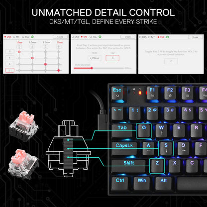 Redragon K735 Rapid Trigger Wired Gaming Keyboard, 90% 94 Keys Mechanical Keyboard w/Hyper-Fast Actuation, Dedicated Magnetic Switch, Actuation Point Adjustable, 8K Hz Polling Rate