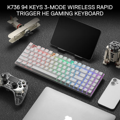 Redragon K736 PRO Rapid Trigger Wireless Gaming Keyboard, 90% 94 Keys 3-Mode HE Magnetic Mechanical Keyboard w/Hyper-Fast Actuation, Dedicated Magnetic Switch, Actuation Point Adjustable