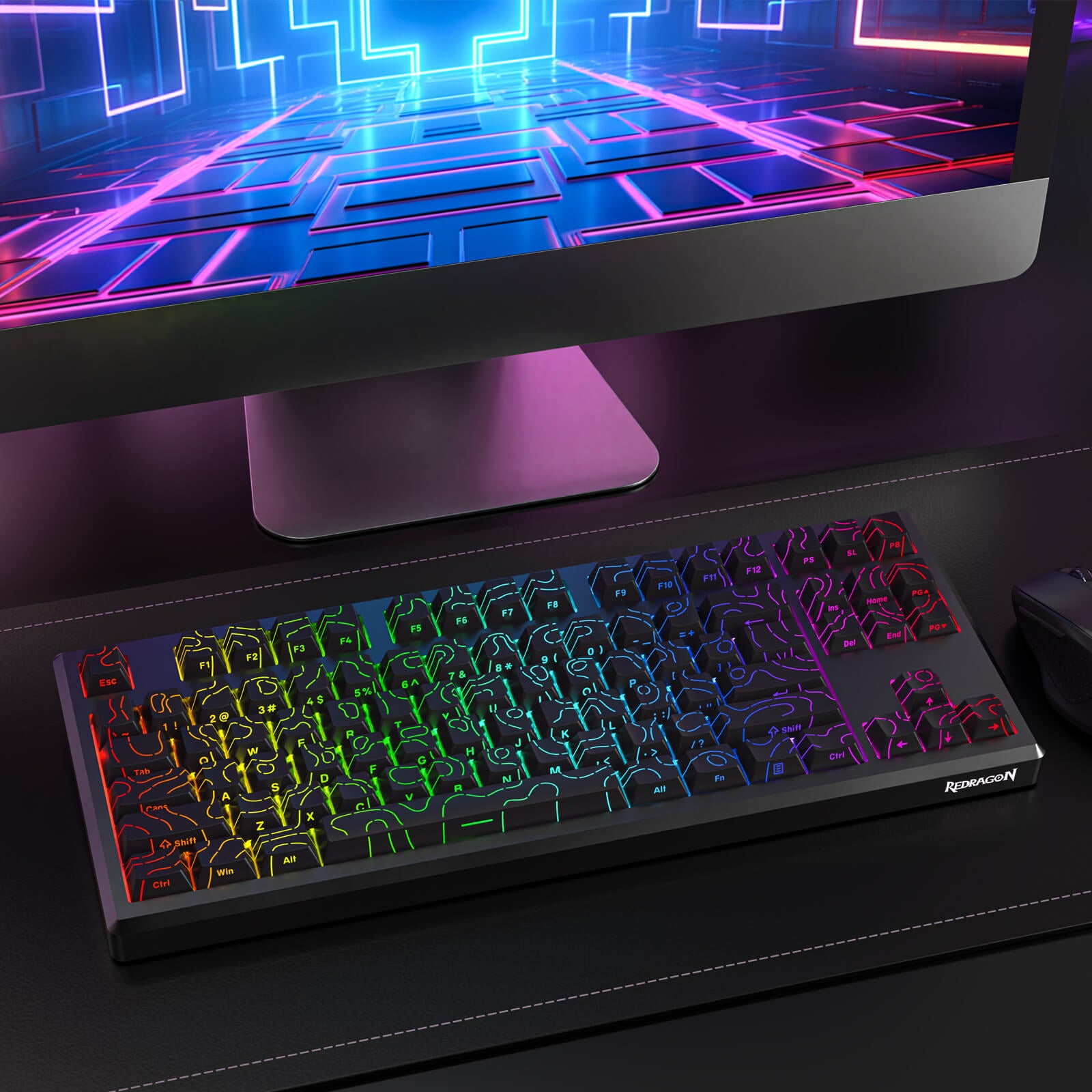 Redragon K737 PRO Wireless 87 Keys Gasket Gaming Keyboard, 80% Premium CNC Aluminum Mechanical Keyboard, Hot-Swap South-Facing LED Socket, 5-Layer Noise Dampening, Side-Printed PBT Contour Line Keycap