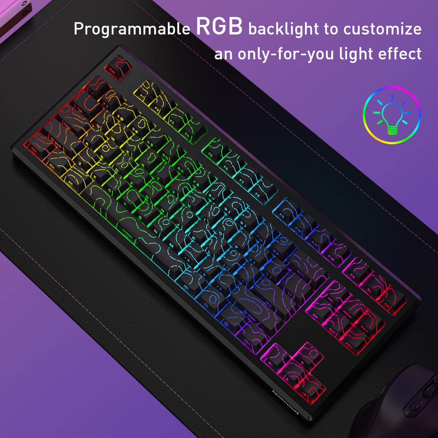 Redragon K737 PRO Wireless 87 Keys Gasket Gaming Keyboard, 80% Premium CNC Aluminum Mechanical Keyboard, Hot-Swap South-Facing LED Socket, 5-Layer Noise Dampening, Side-Printed PBT Contour Line Keycap