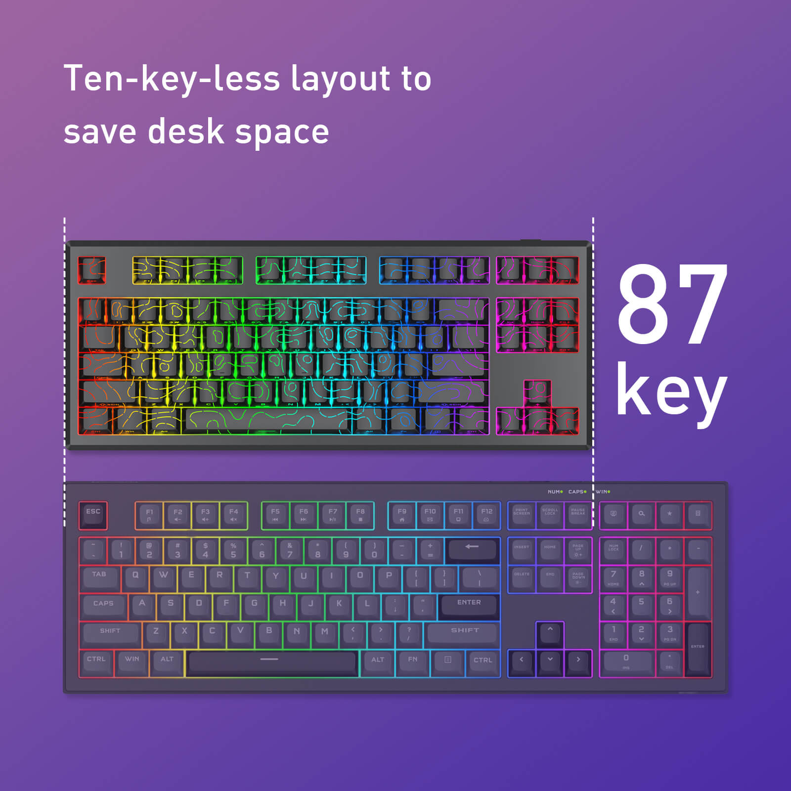 Redragon K737 PRO Wireless 87 Keys Gasket Gaming Keyboard, 80% Premium CNC Aluminum Mechanical Keyboard, Hot-Swap South-Facing LED Socket, 5-Layer Noise Dampening, Side-Printed PBT Contour Line Keycap