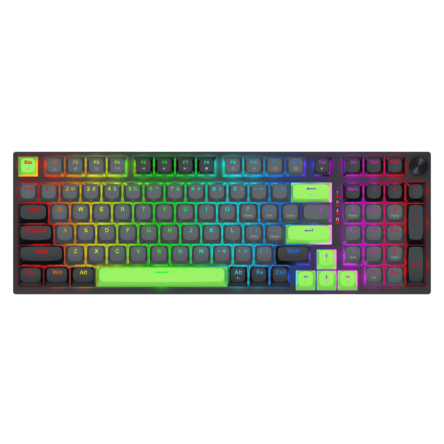 Redragon K740 98 Keys Wired RGB Gaming Keyboard, 95% PBT Mechanical Keyboard w/Solid Aluminum Base, Dedicated Knob Control & Hot-Swap Socket, Custom Linear Switch
