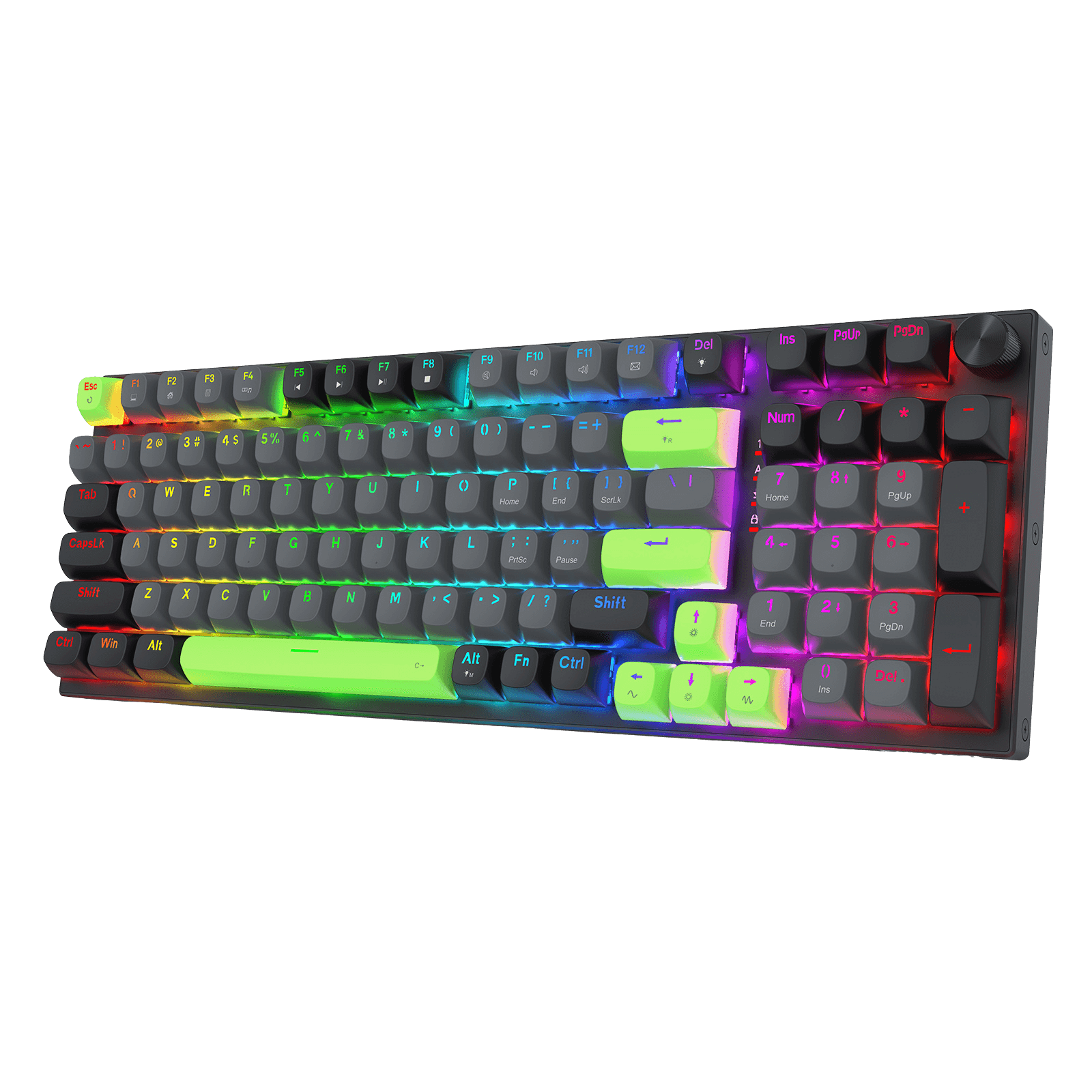 Redragon K740 98 Keys Wired RGB Gaming Keyboard, 95% PBT Mechanical Keyboard w/Solid Aluminum Base, Dedicated Knob Control & Hot-Swap Socket, Custom Linear Switch