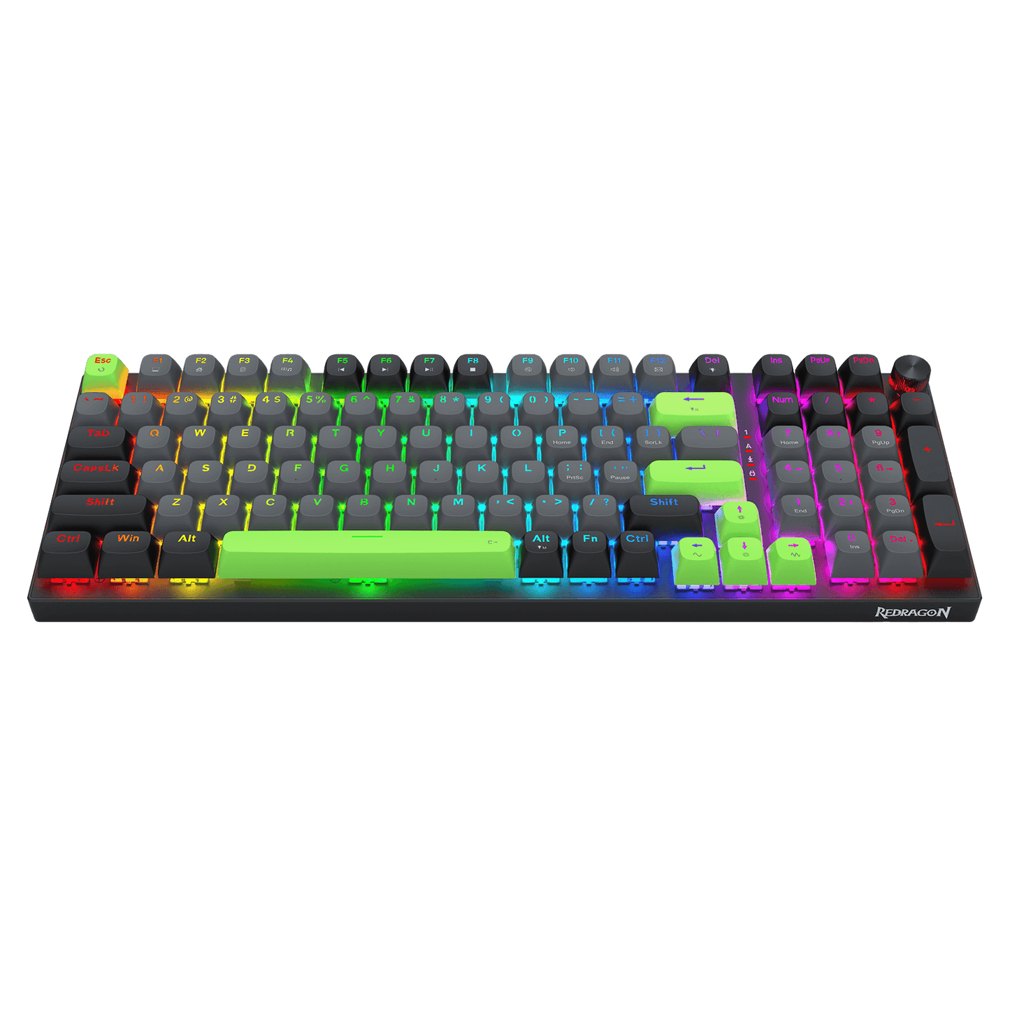 Redragon K740 98 Keys Wired RGB Gaming Keyboard, 95% PBT Mechanical Keyboard w/Solid Aluminum Base, Dedicated Knob Control & Hot-Swap Socket, Custom Linear Switch
