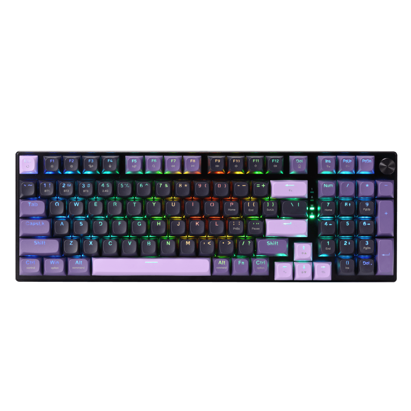 Redragon K740 PRO 98 Keys Wireless RGB Gaming Keyboard, 3-Mode PBT Mechanical Keyboard w/Solid Aluminum Base, Dedicated Knob Control & Hot-Swap Socket, Custom Linear Switch