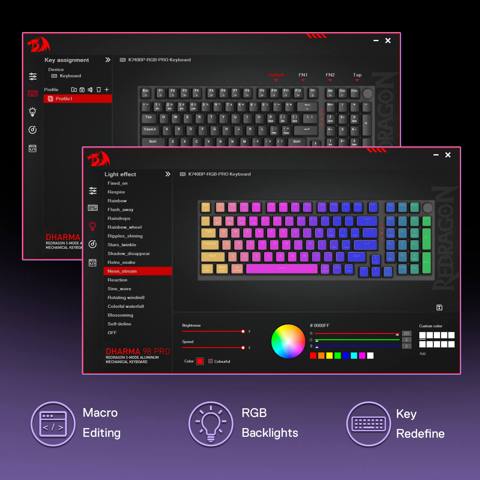 Redragon DHARMA K740 Tri-Mode 98 Keys Aluminum Mechanical Keyboard