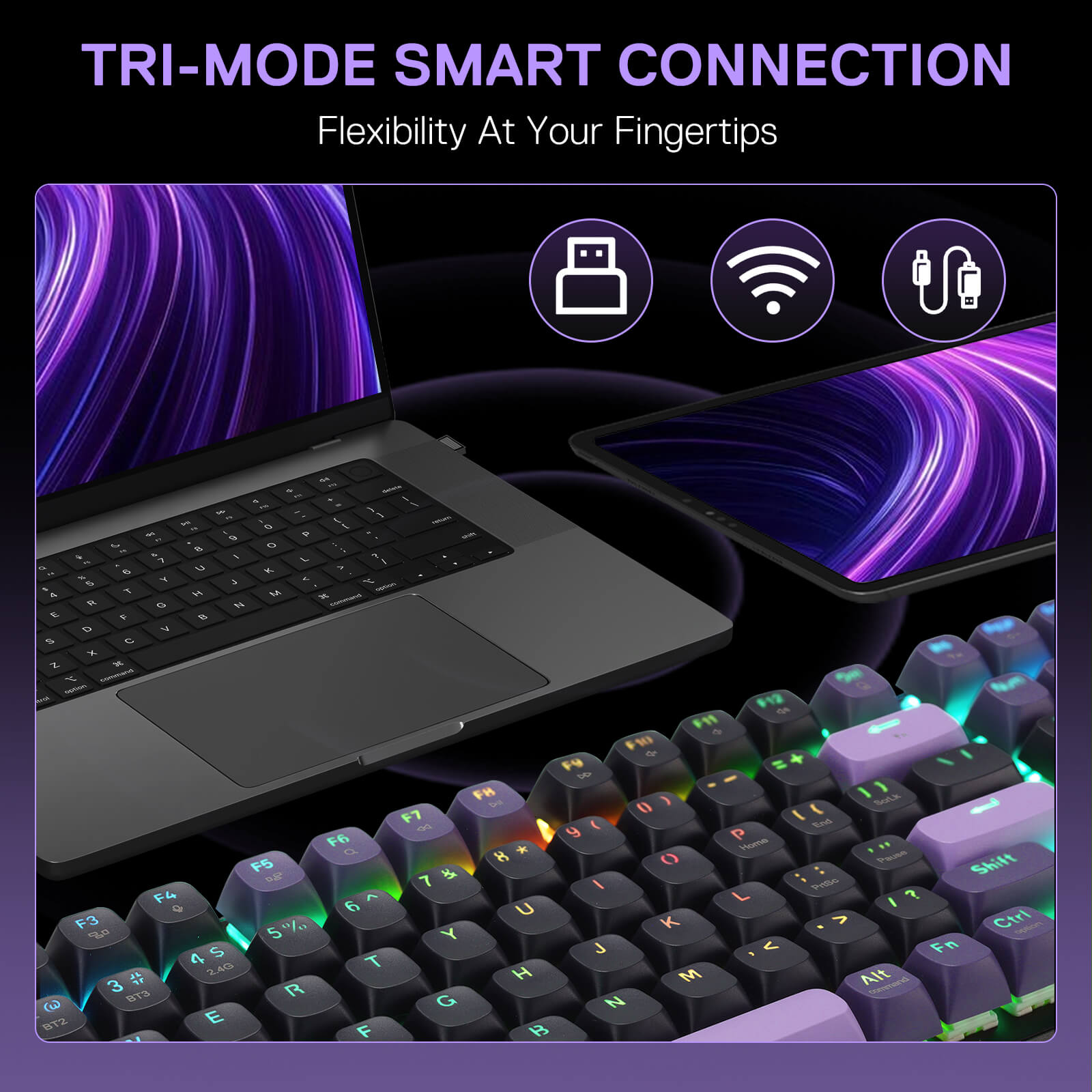 Redragon DHARMA K740 Tri-Mode 98 Keys Aluminum Mechanical Keyboard