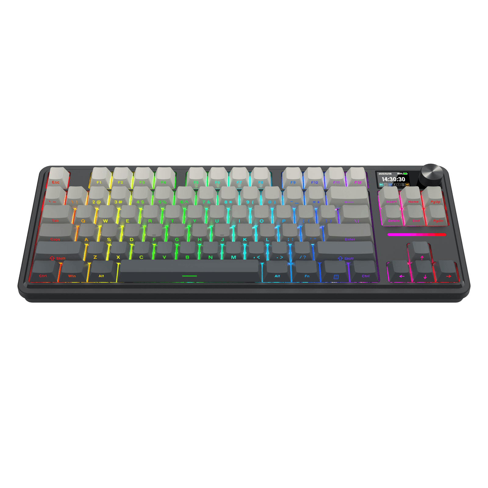 Gaming keyboard with RGB backlighting on a black background