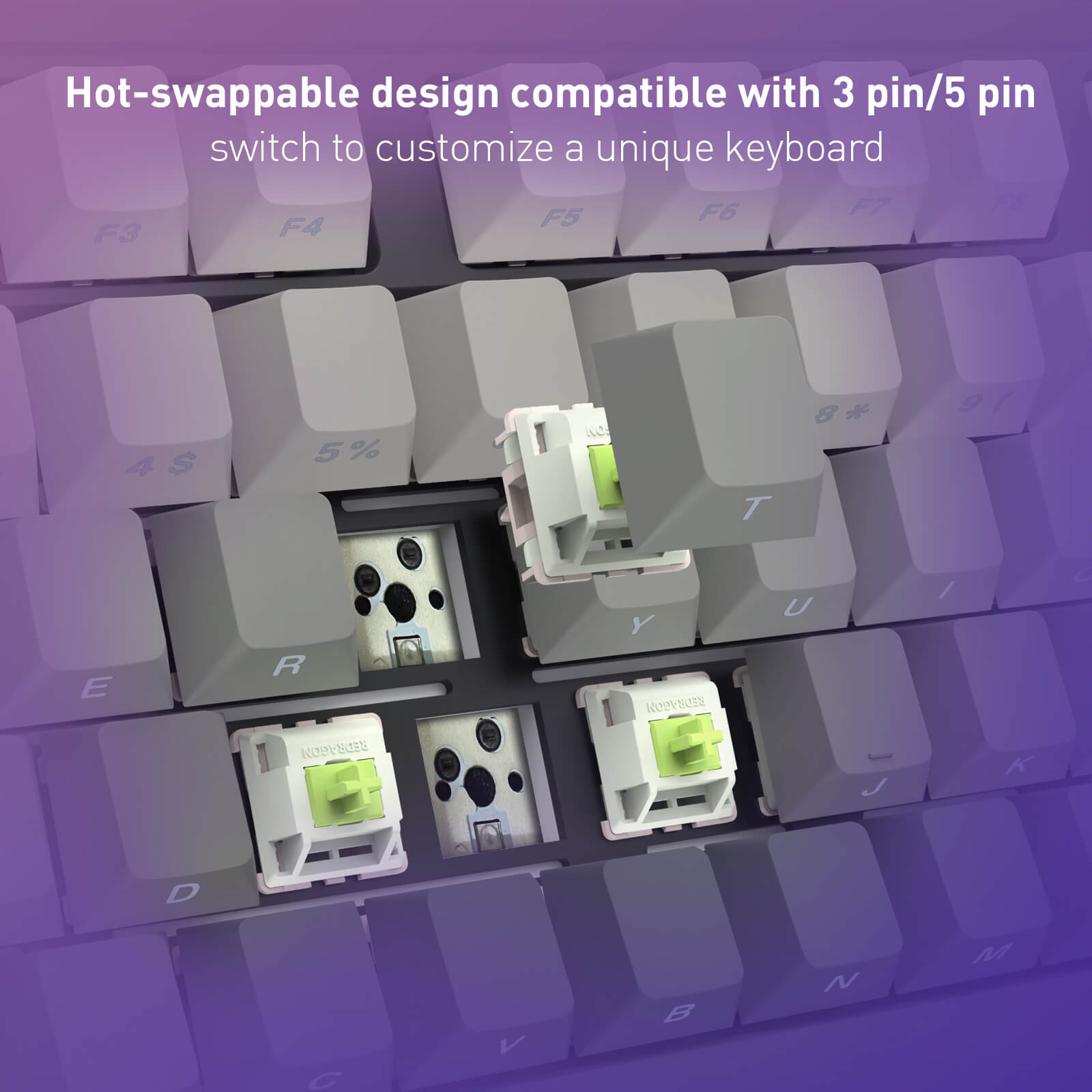 Redragon Linear Keyboard switches with hot-swappable design.