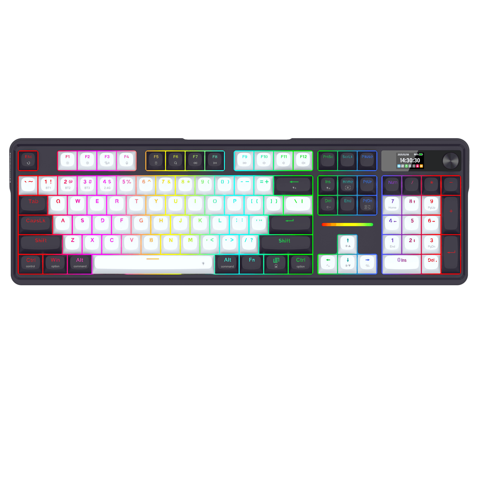 Keyboard with RGB lighting on a black background