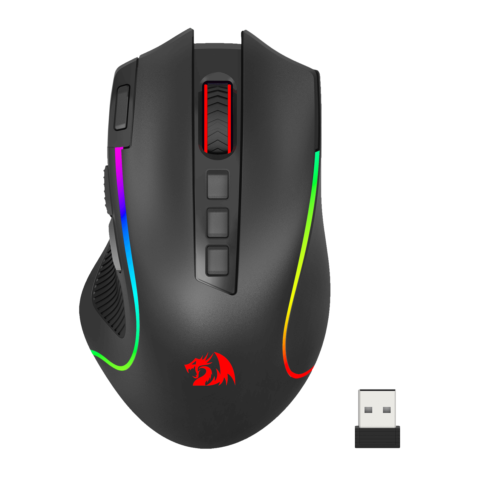 Redragon M612 PRO RGB Gaming Mouse, 8000 DPI Wired/Wireless Optical Gamer Mouse with 7 Programmable Buttons & 7 Backlit Modes, BT & 2.4G Wireless, Software Supports DIY Keybinds Rapid Fire Button