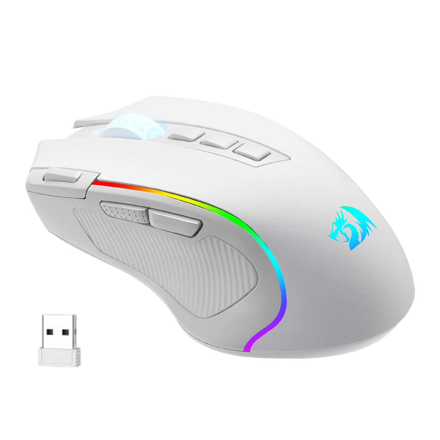 Redragon M612 PRO RGB Gaming Mouse, 8000 DPI Wired/Wireless Optical Gamer Mouse with 7 Programmable Buttons & 7 Backlit Modes, BT & 2.4G Wireless, Software Supports DIY Keybinds Rapid Fire Button