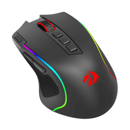 Redragon M612 PRO RGB Gaming Mouse, 8000 DPI Wired/Wireless Optical Gamer Mouse with 7 Programmable Buttons & 7 Backlit Modes, BT & 2.4G Wireless, Software Supports DIY Keybinds Rapid Fire Button