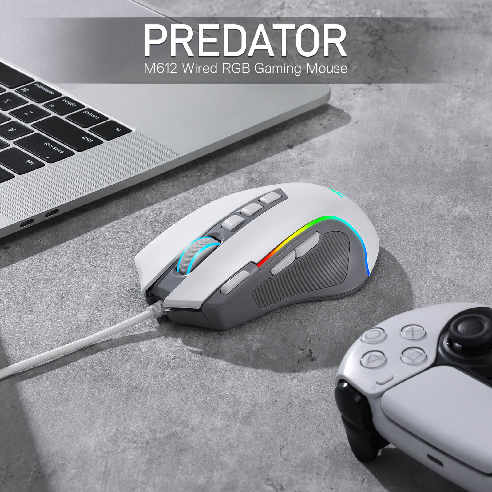 Redragon M612 Predator RGB Gaming Mouse, 8000 DPI Wired Optical Gamer Mouse with 11 Programmable Buttons