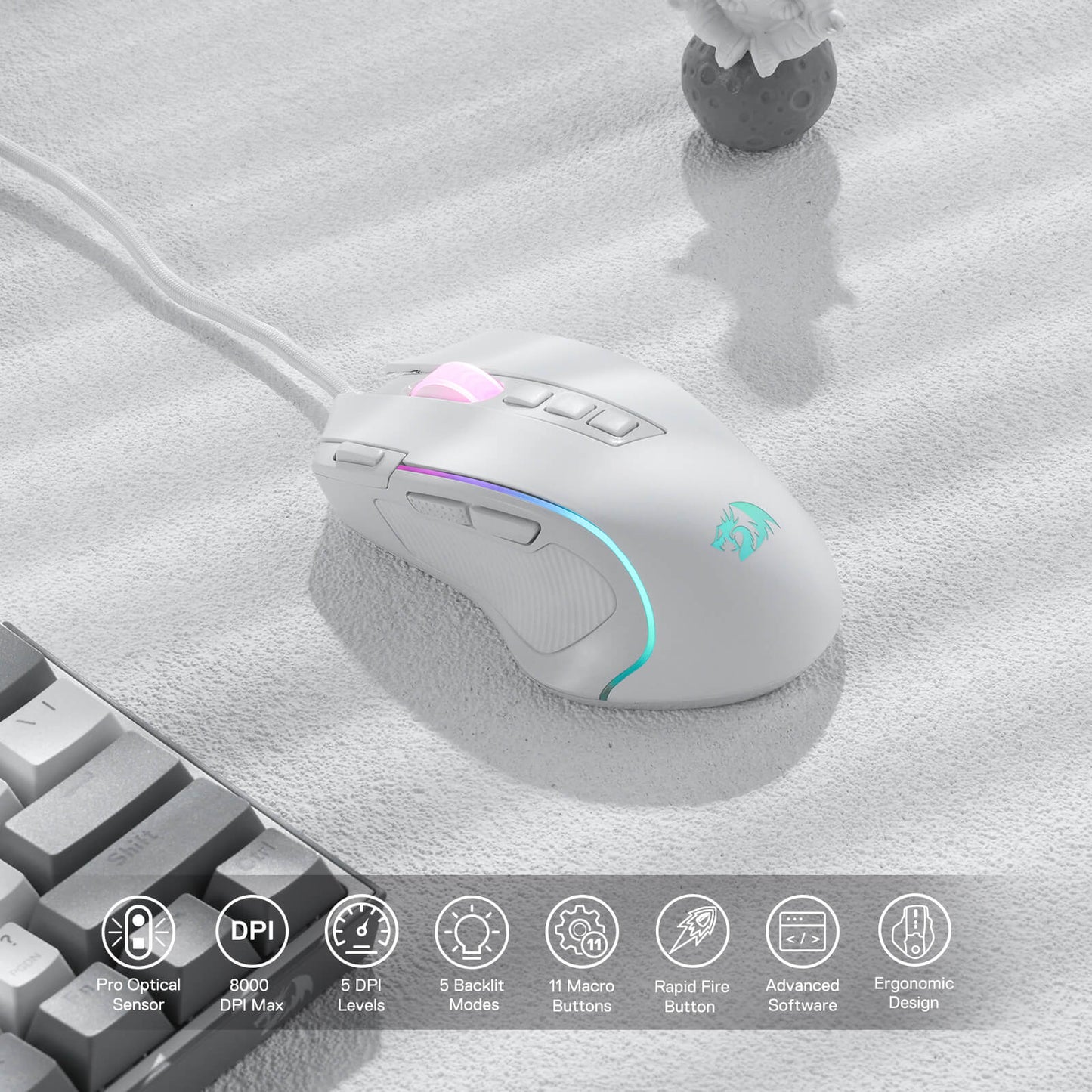 Redragon M612 Predator white Gaming Mouse