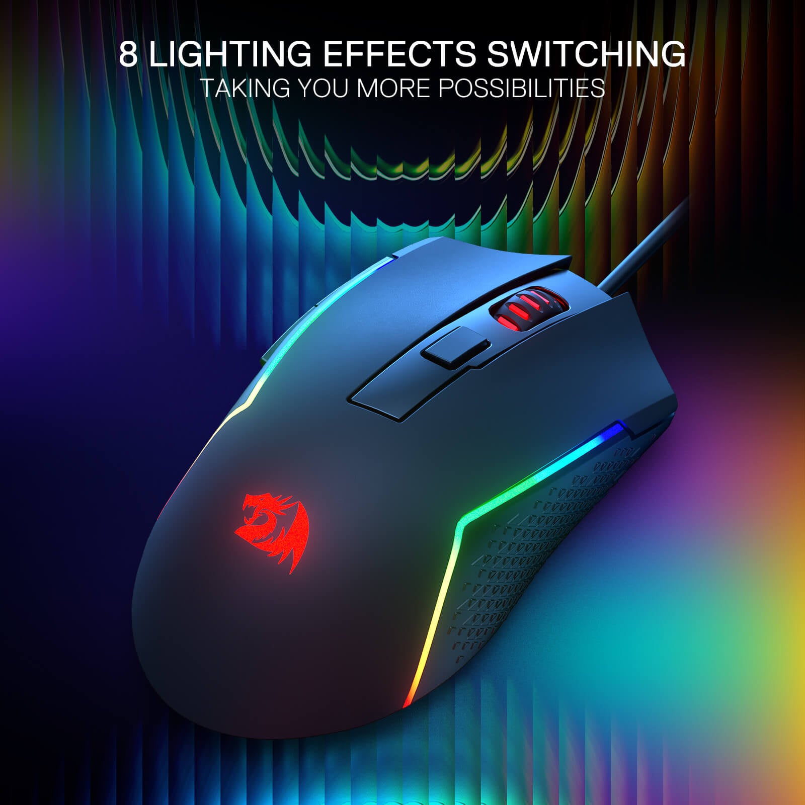 Redragon M616 RGB Gaming Mouse, 10000 DPI Wired Optical Mouse with 6 Programmable Buttons & 8 Backlit Modes, Software Supports DIY Keybinds